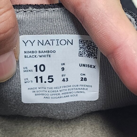 YY Nation Shoes Mens Size 10 Nimbo Bamboo Black Bamboo Slip On Sneakers *NWT* - Picture 14 of 14